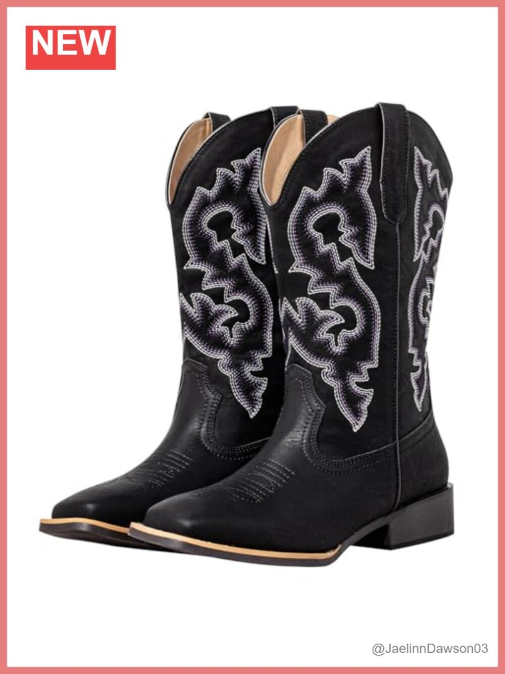 Extra Wide Calf Cowboy Boots Square Toe Faux Leather Western